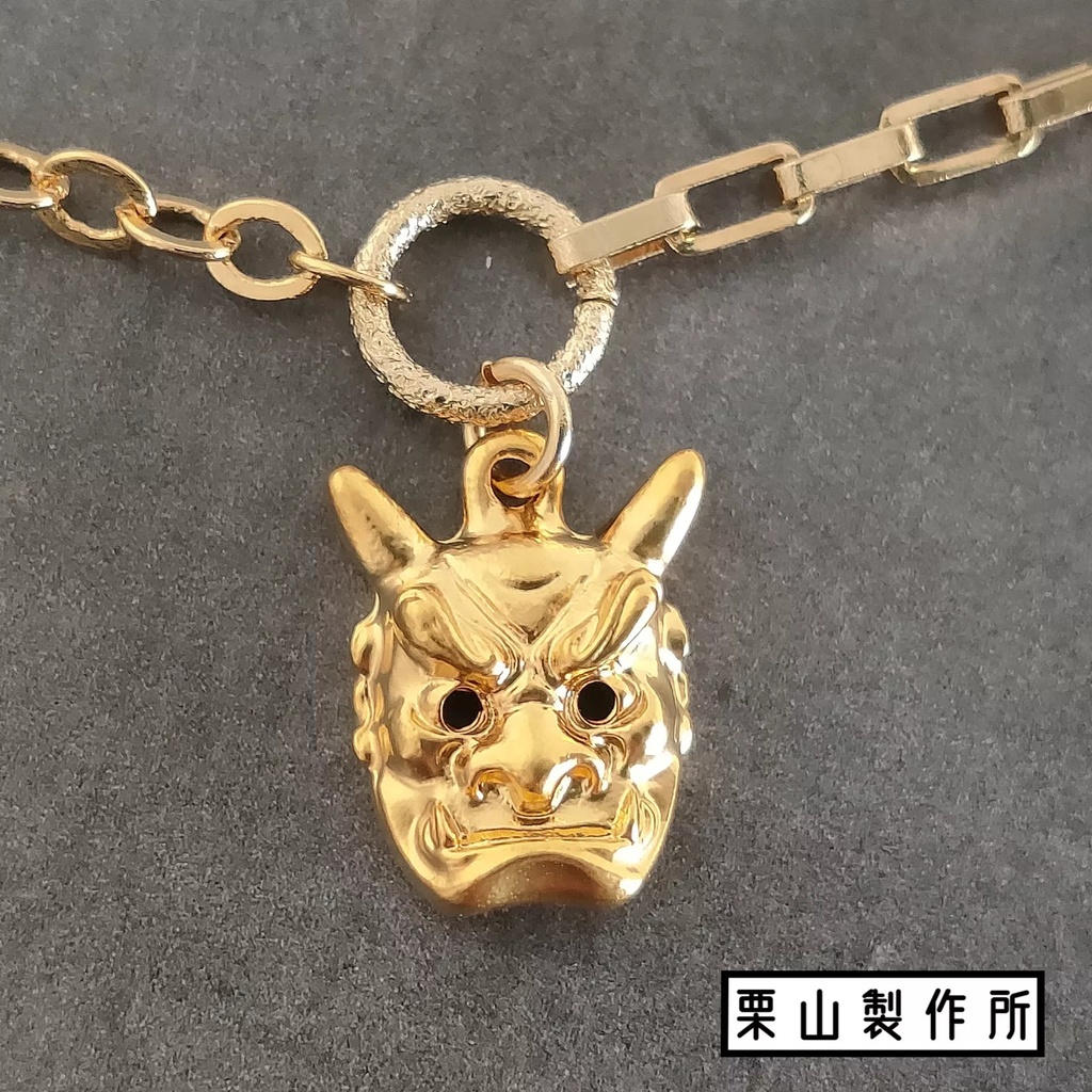 和柄/和風/JC18/マスクチェーン/メガネチェーン変更可/鬼/オニ/ゴールド/和装に/ギフトに