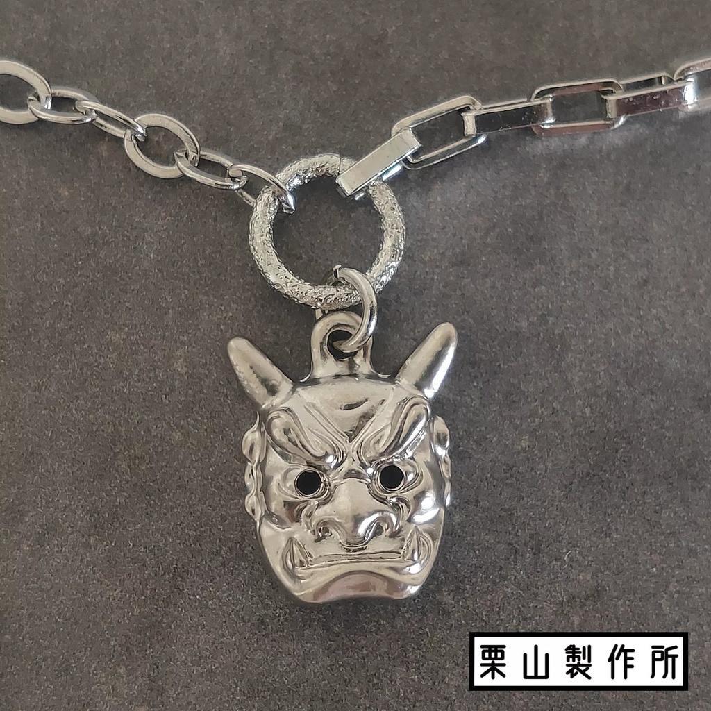 和柄/和風/JC19/マスクチェーン/メガネチェーン変更可/鬼/こん棒/オニ/シルバー/和装に/ギフトに