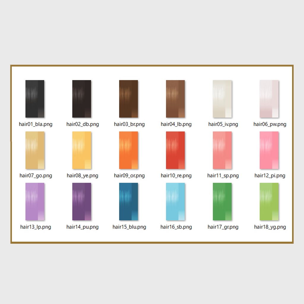 Hair texture set 18colors