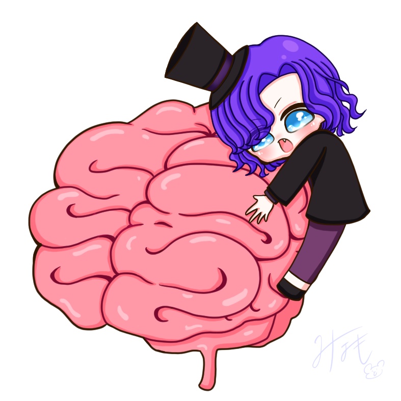 アクリルキーホルダー 🧠脳に抱きつくのうちゃん🧠