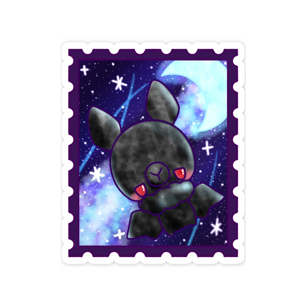 【スマホステッカー】夜空のコウモリ