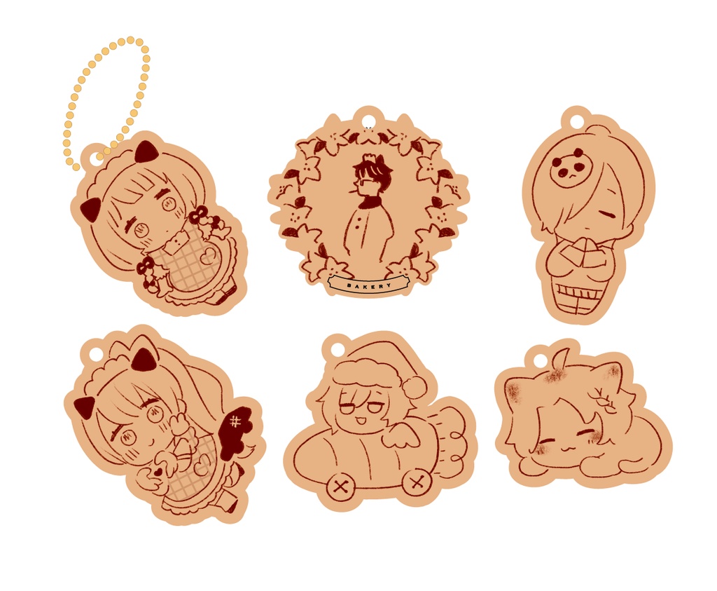 【非公式】生徒会パン屋ウッドキーホルダー