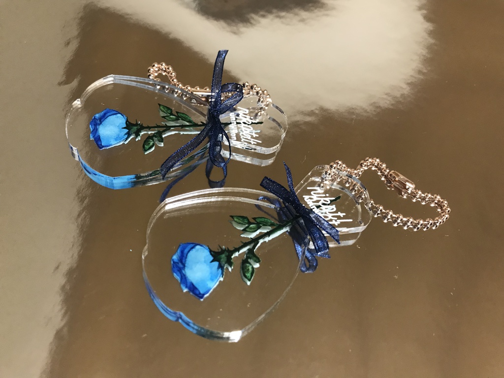 【再々販】青ばらブーケキーホルダー