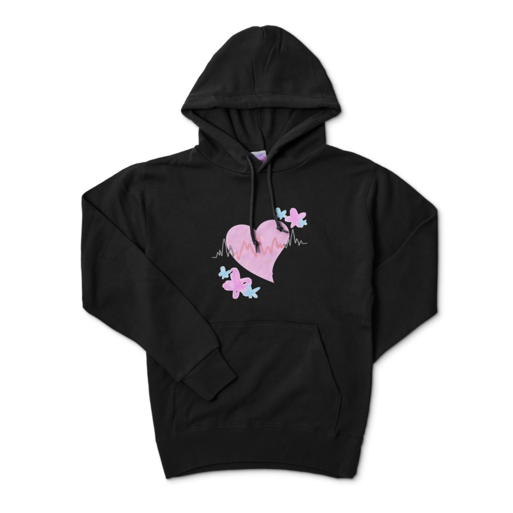 ハートFlowerパーカー BLACK