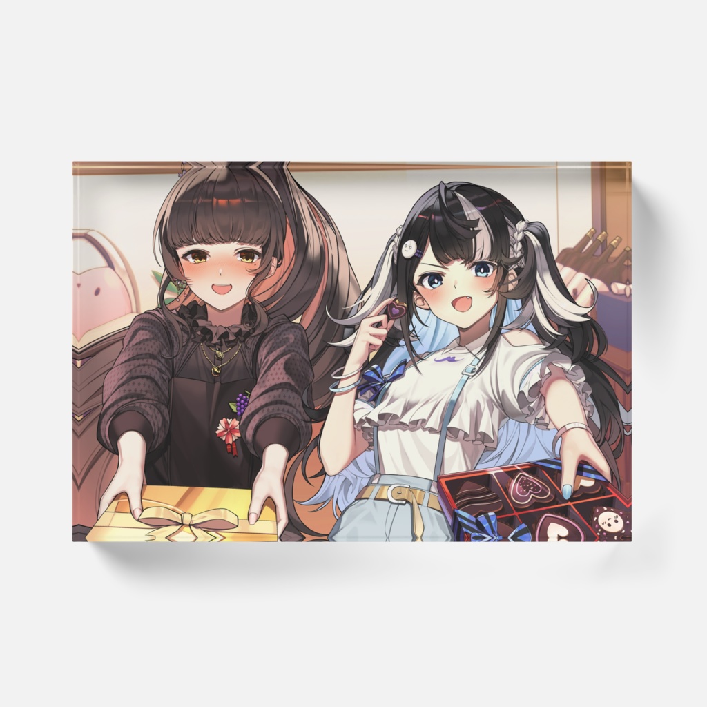 屋敷シエルと酵穣桃桜バレンタインチョコアクリルブロック/Kojo Momozakura and Yashiki Ciel Acrylic block