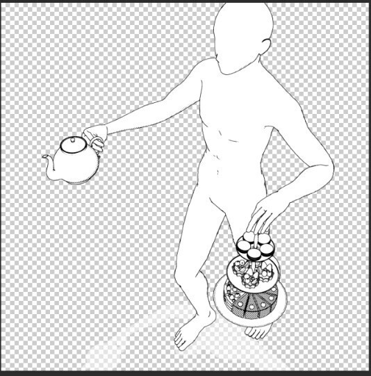【商用可】シンプルなティーポットセット(ケーキスタンド・スイーツ付)【3D小物】