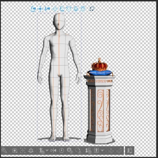 中世・王宮の金王冠と装飾スタンドセット(クッション付)【3D小物・背景】