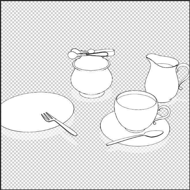 シンプルな西洋風・ティーカップ&食器セット【3D小物】