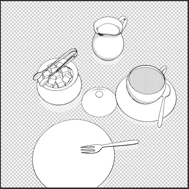 シンプルな西洋風・ティーカップ&食器セット【3D小物】