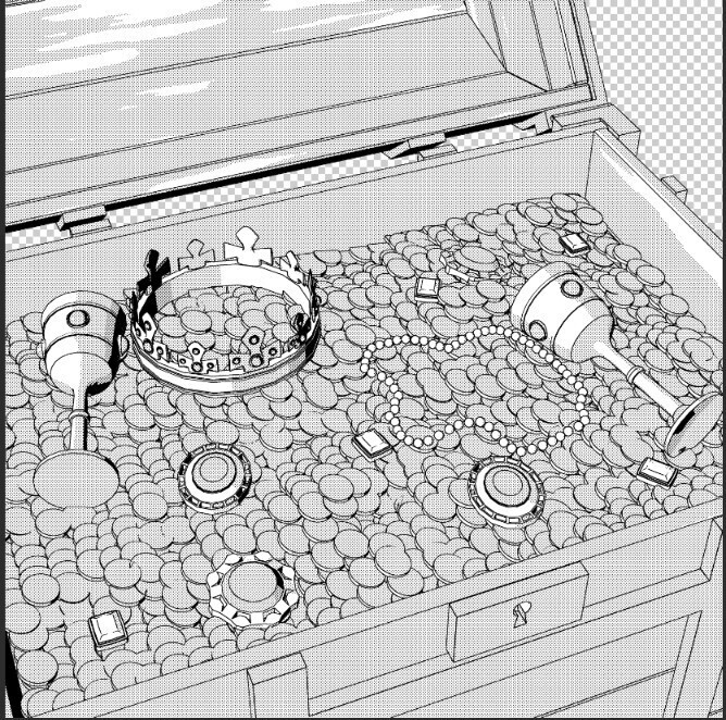 ファンタジー宝箱セット(開閉可動・金貨・金塊入り付)【3D小物・背景】