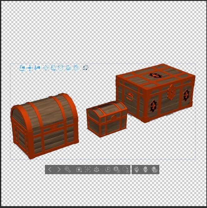 ファンタジー宝箱セット(開閉可動・金貨・金塊入り付)【3D小物・背景】
