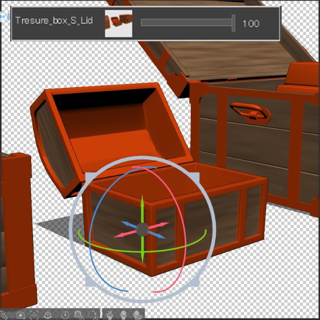 ファンタジー宝箱セット(開閉可動・金貨・金塊入り付)【3D小物・背景】