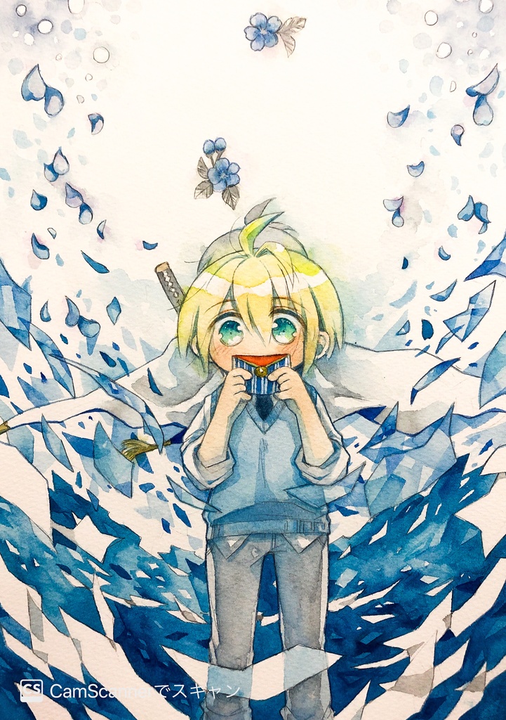 【水彩原画】なつのてがみ