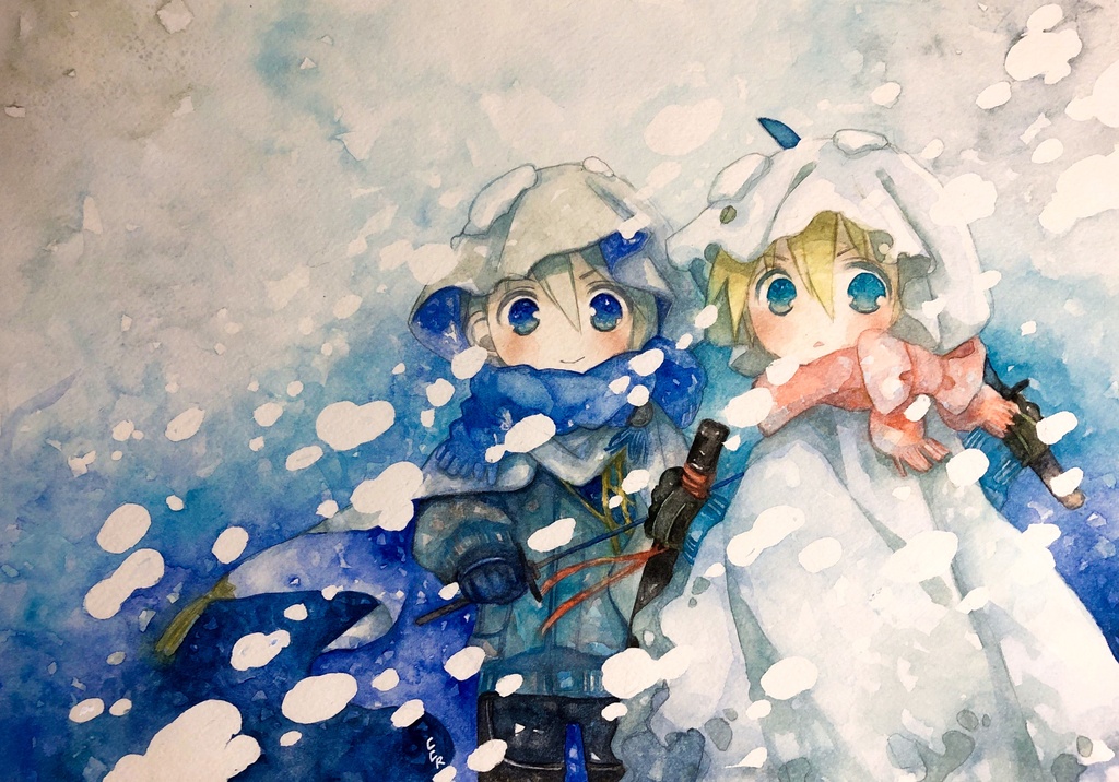 【水彩原画】雪の進軍