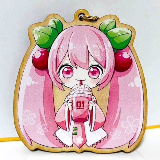 桜ミクさんウッドキーホルダー