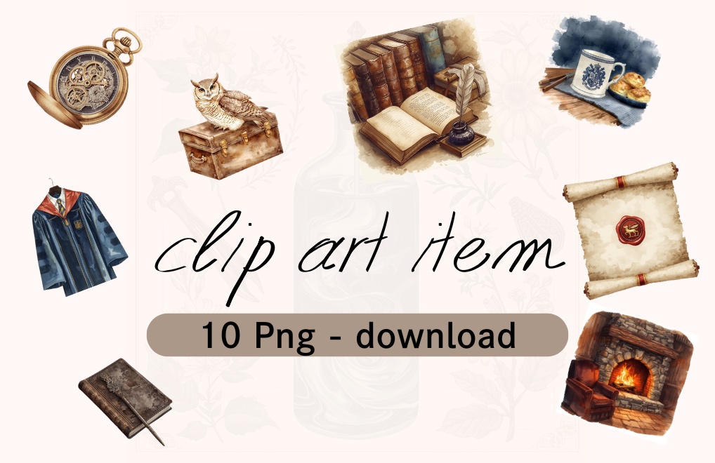 シック&エレガントな水彩魔法|私生活クリップアートコレクション 10set(png)