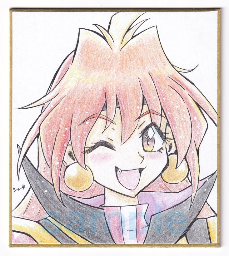 アナログイラスト（ミニ色紙）『リナちゃん』１点もの（7日以内に発送）