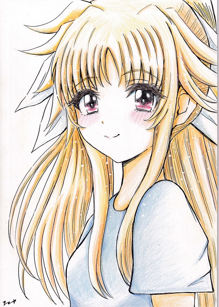 アナログイラストボード（B5サイズ）『フェイトちゃんA』１点もの（7日以内に発送）