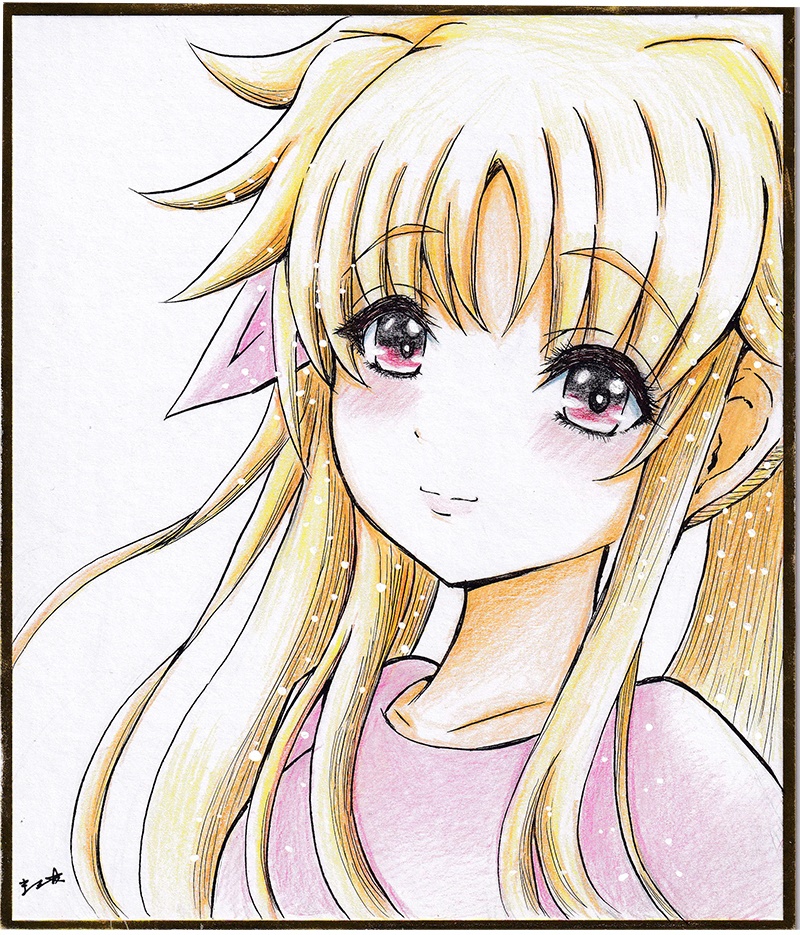 アナログイラストボード(色紙サイズ)『フェイトちゃんC』1点もの(7日以内に発送)