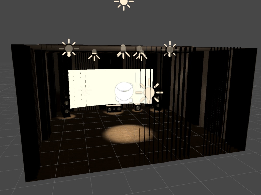 【VRChat販売ワールド】オーディオルーム・ホームシアター 3Dモデル