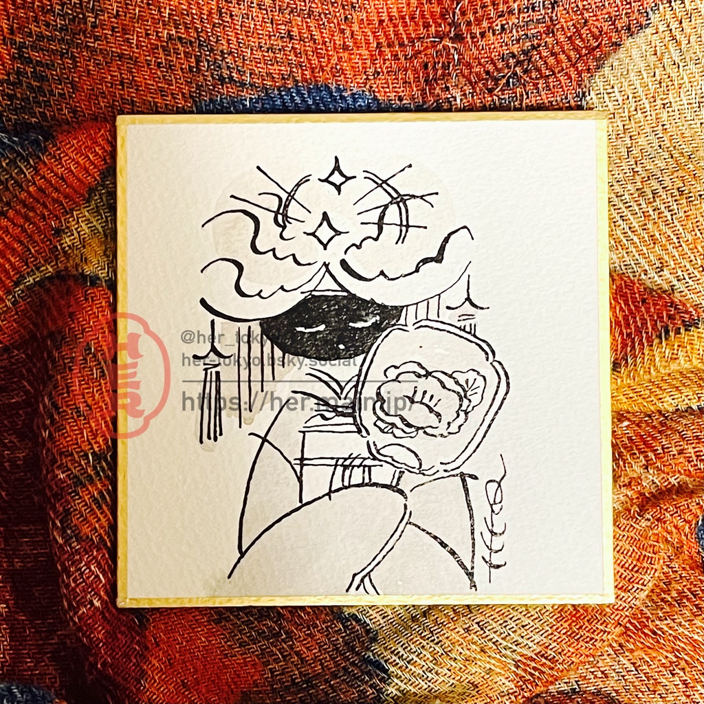 豆色紙 / 花の扇（原画）