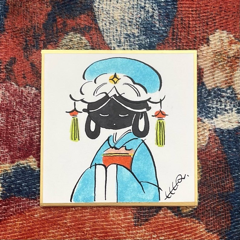 豆色紙 / 青い服の天使（原画）