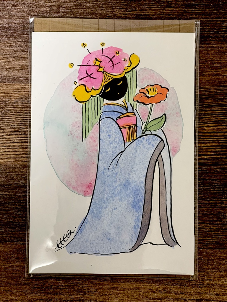 ポストカード原画 / 花と冠