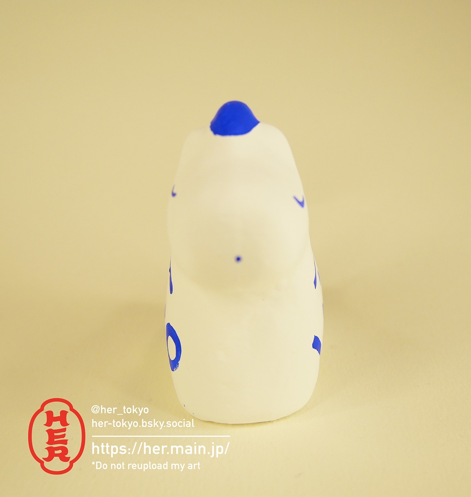 【青い張子】2026年干支 午張子/雨と幾何学模様