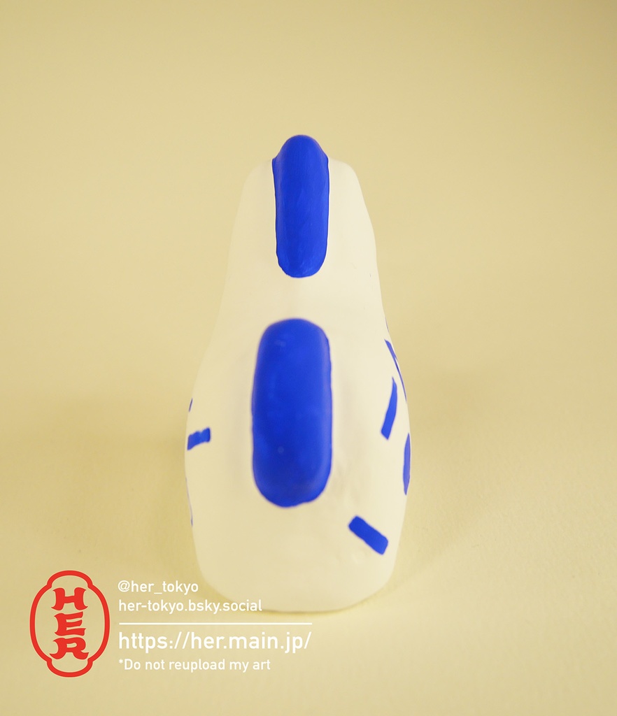 【青い張子】2026年干支 午張子/雨と幾何学模様