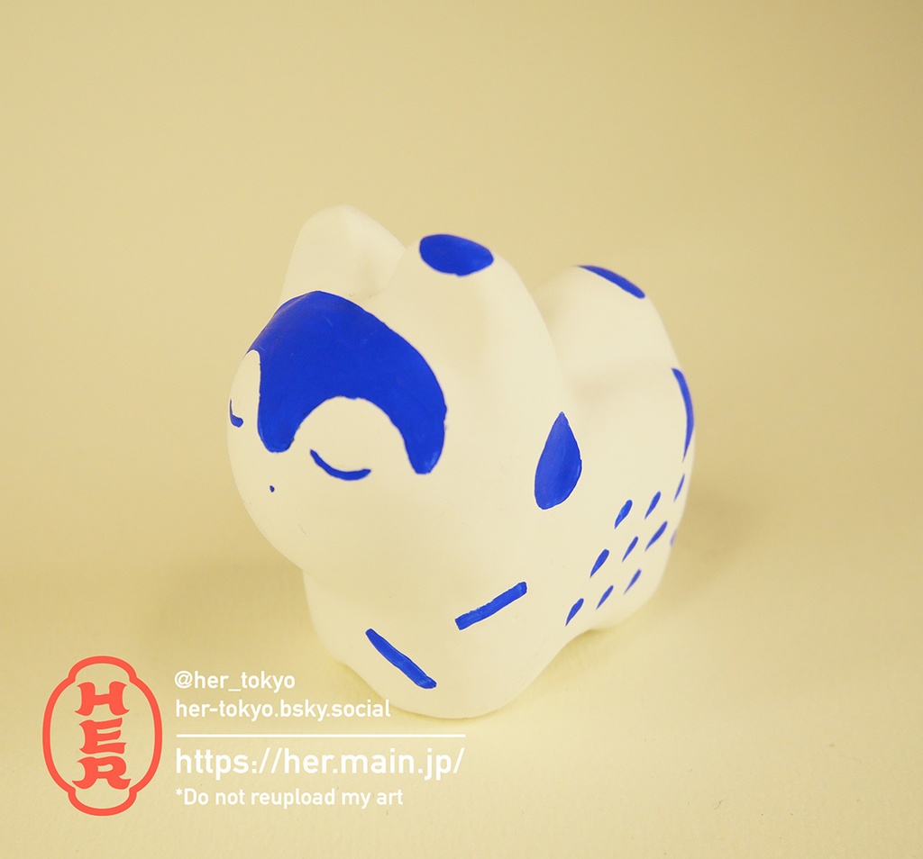 【青い張子】犬張子Sサイズ／雨と幾何学模様