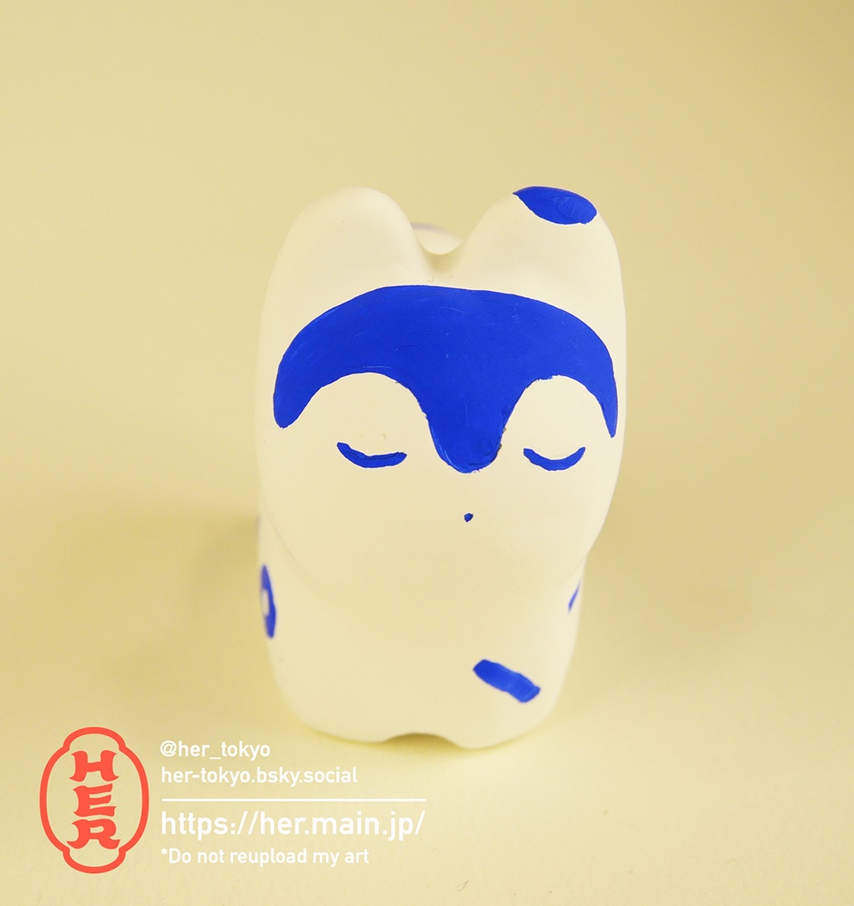 【青い張子】犬張子Sサイズ/雨と幾何学模様