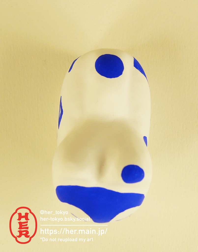 【青い張子】犬張子Sサイズ/雨と幾何学模様