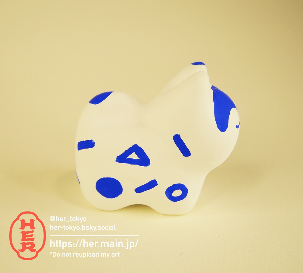 【青い張子】犬張子Sサイズ/雨と幾何学模様