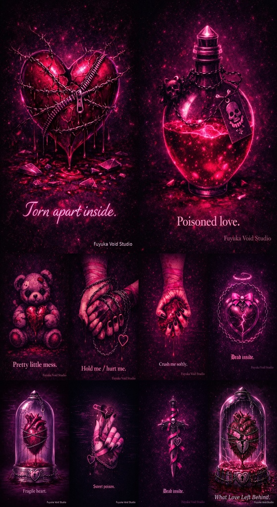 Broken Red Dreams 病みかわダークアート壁紙20枚セット