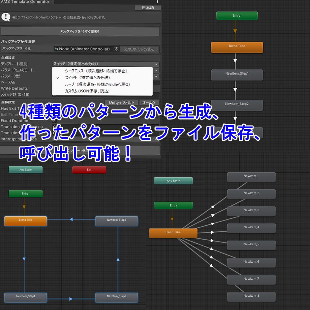 (VRChat) よくあるステート・遷移テンプレートを一発生成! AMS Template Generator
