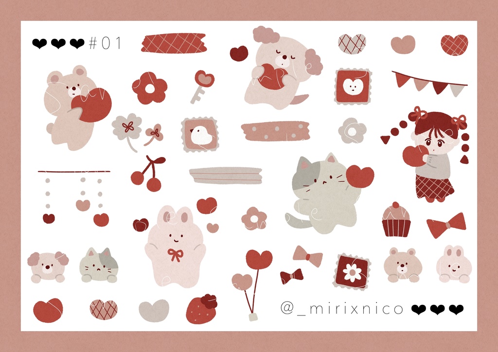 さんぷる🌷手帳素材シート # 01｜印刷OK｜PNG透過