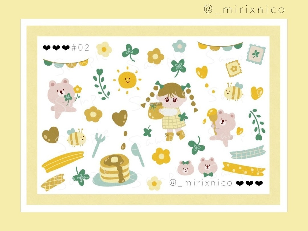 手帳素材シート # 02|印刷OK|PNG透過