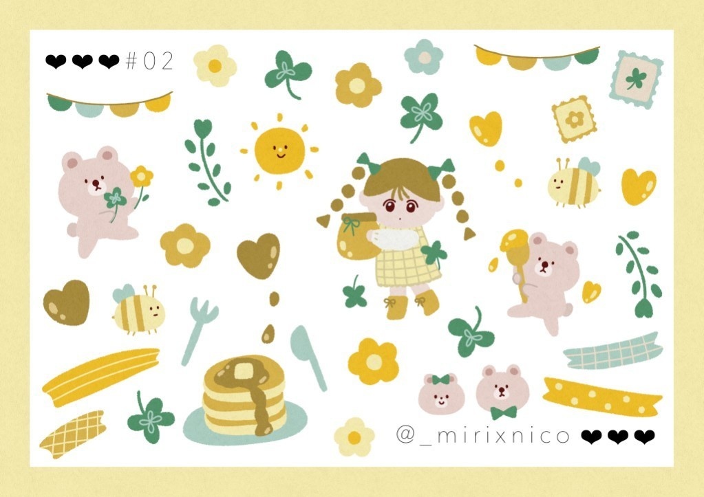 手帳素材シート # 02｜印刷OK｜PNG透過