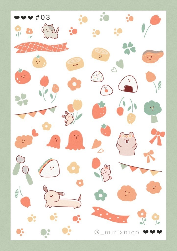 手帳素材シート # 03｜印刷OK｜PNG透過