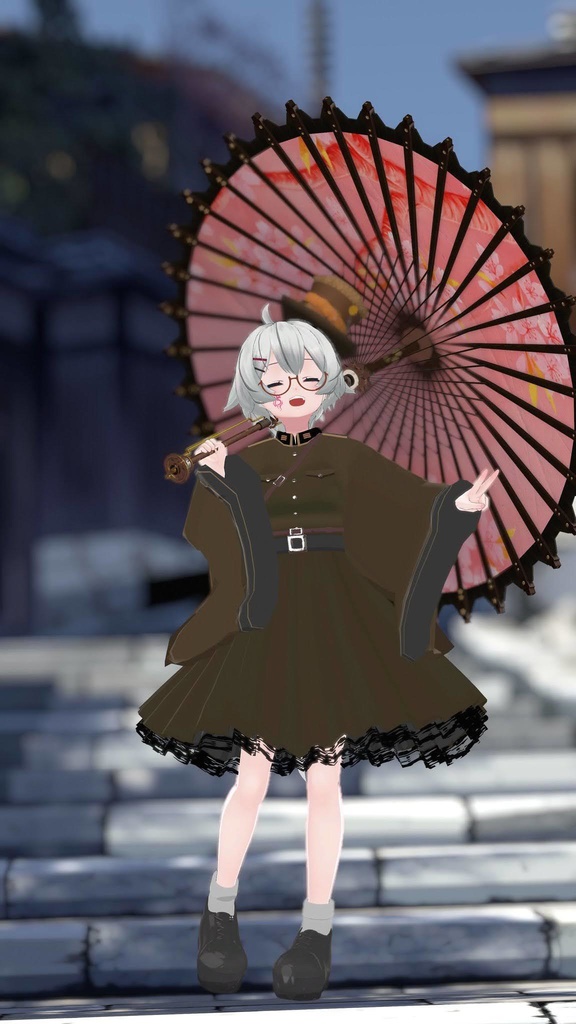 スチームパンク風 和傘 (桜&紫陽花)