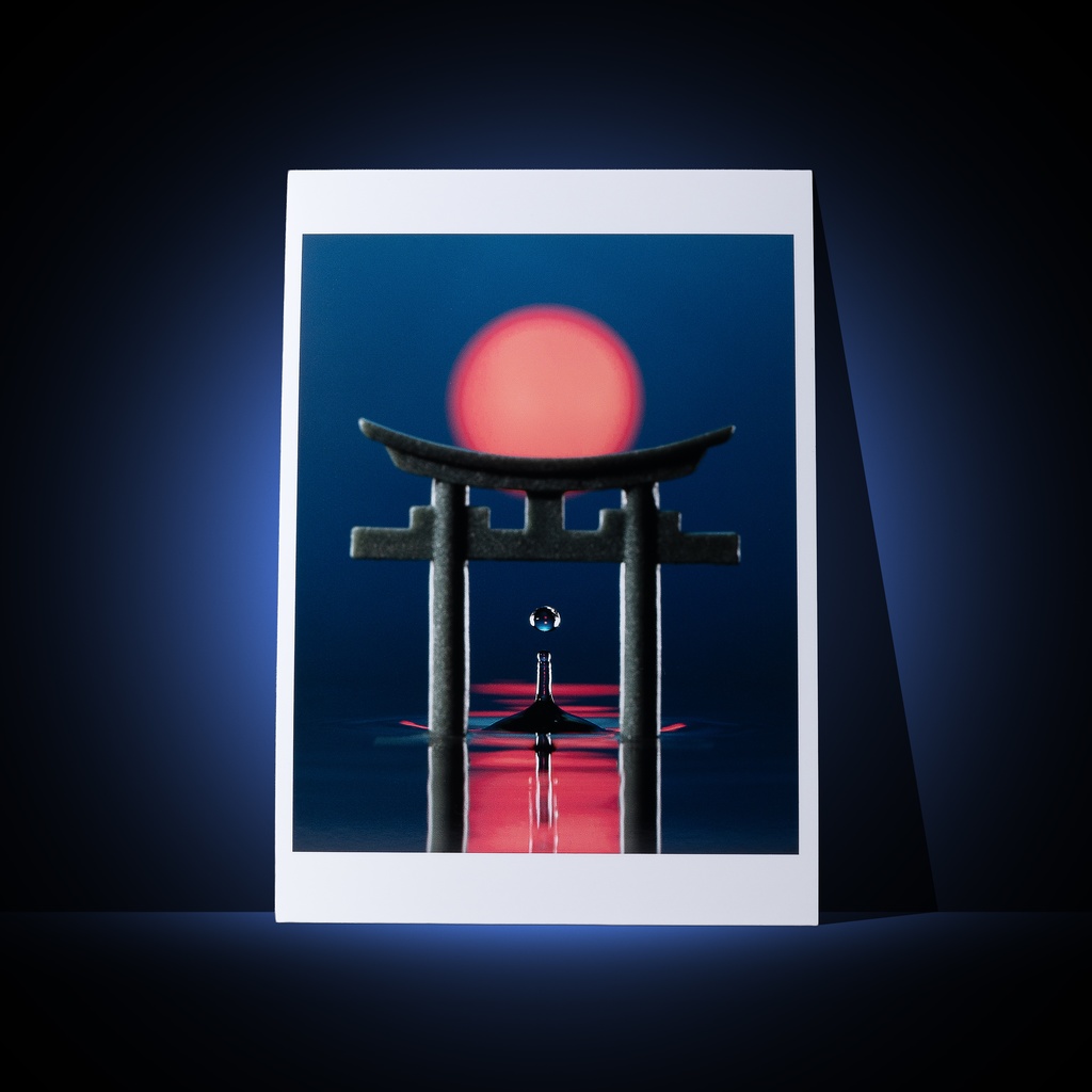 [A3 photo print] Under the night sky, a single drop falls on the shrine.