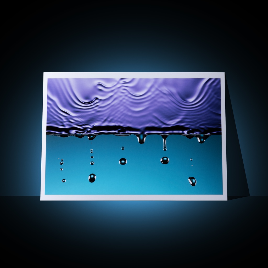 [A3 photo print] Water droplets flowing from a purple mirror A world of purple and blue