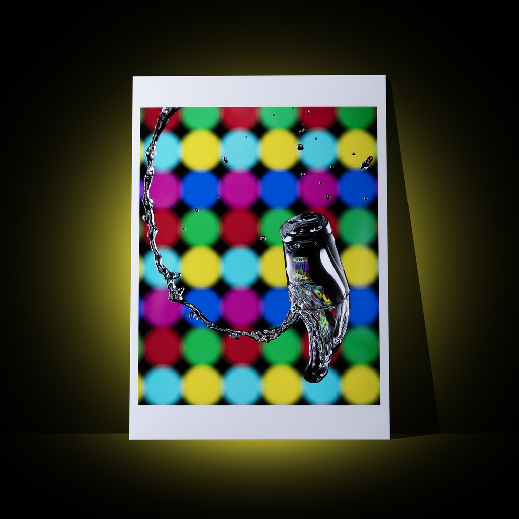 [A3 photo print] Colorful water dancing in a glass