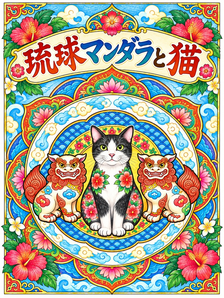 琉球マンダラとハチワレ猫