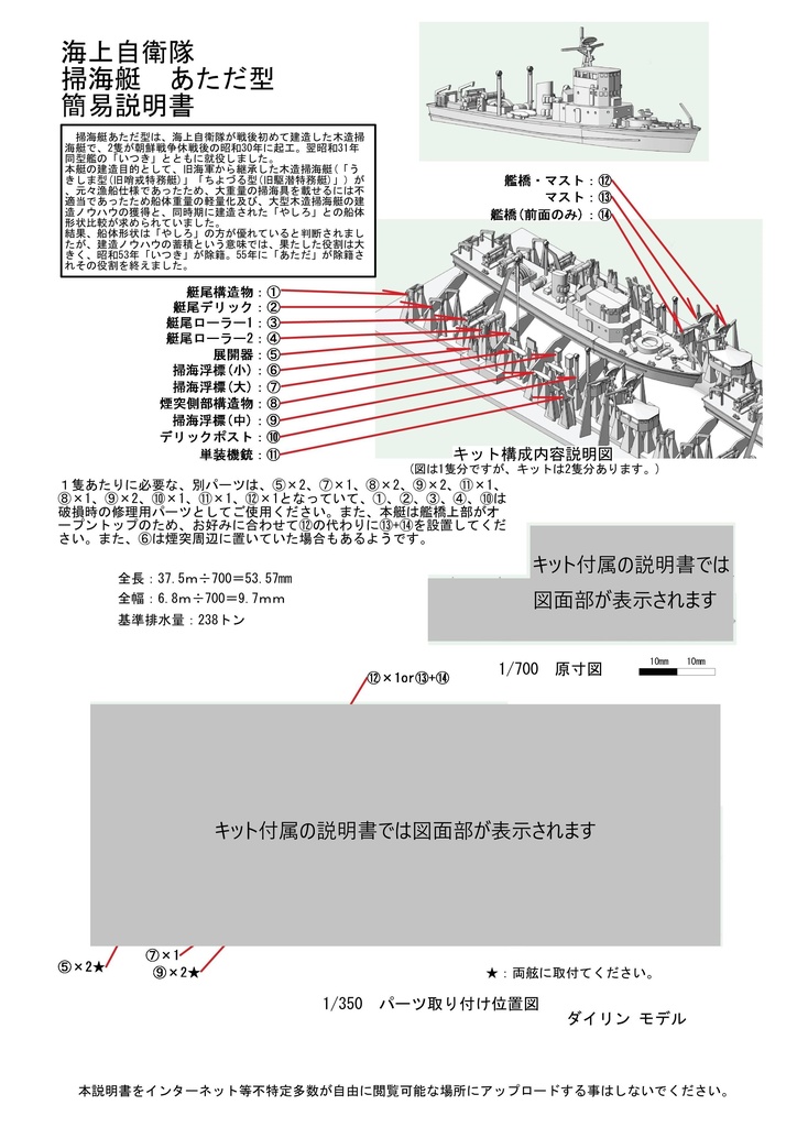 1/700 海上自衛隊 掃海艇 あただ型 2隻
