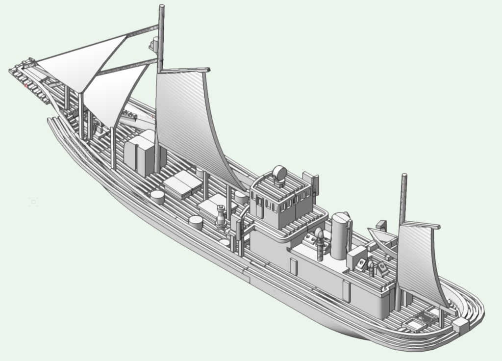 1/700 鰹鮪漁船 姫神丸型 2隻(帆走・機走状態1隻ずつ)
