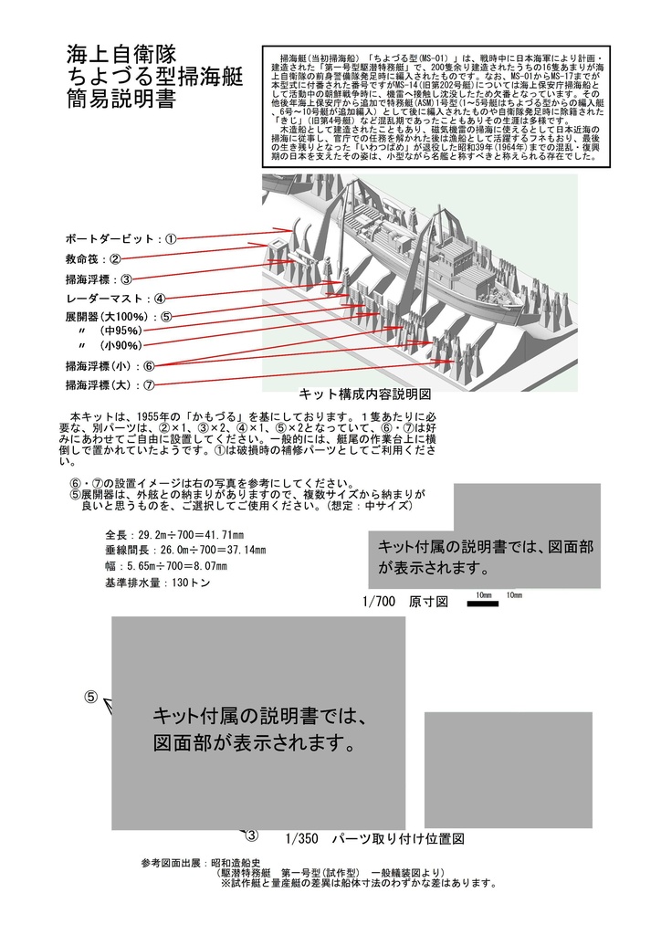 1/700 海上自衛隊 掃海艇 ちよづる型 2隻