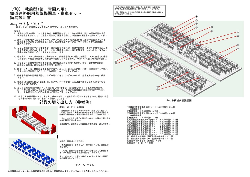 1/700 戦前型 青函連絡船用蒸気機関車・貨車セット