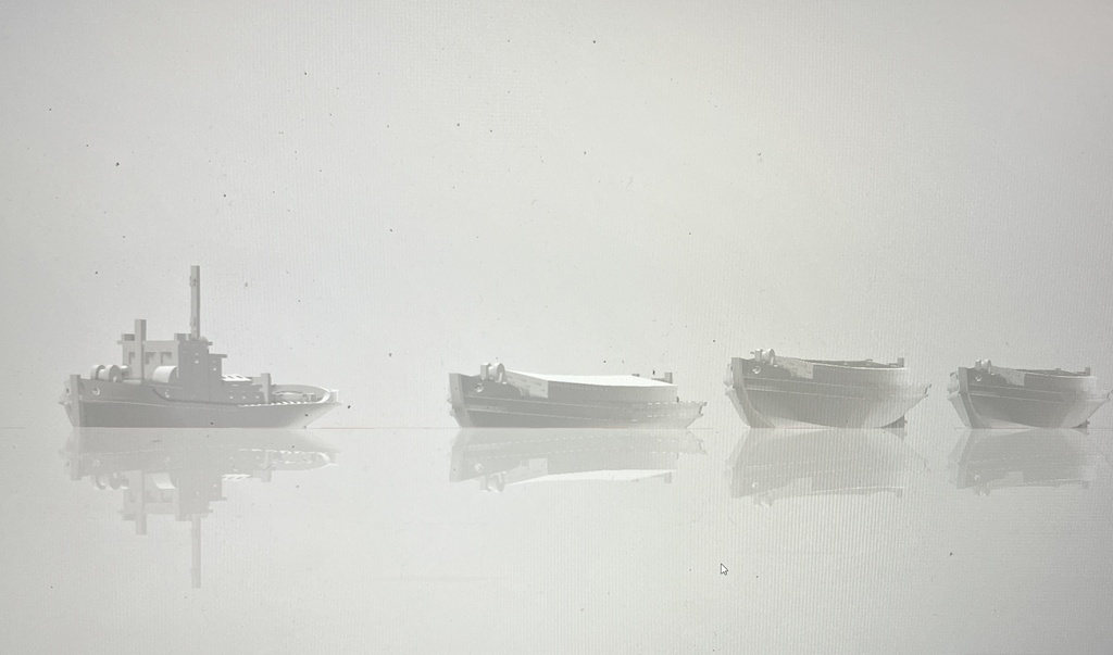 1/700 木造 曳船(2隻)・曳ハシケ(空荷2隻・満載2隻)