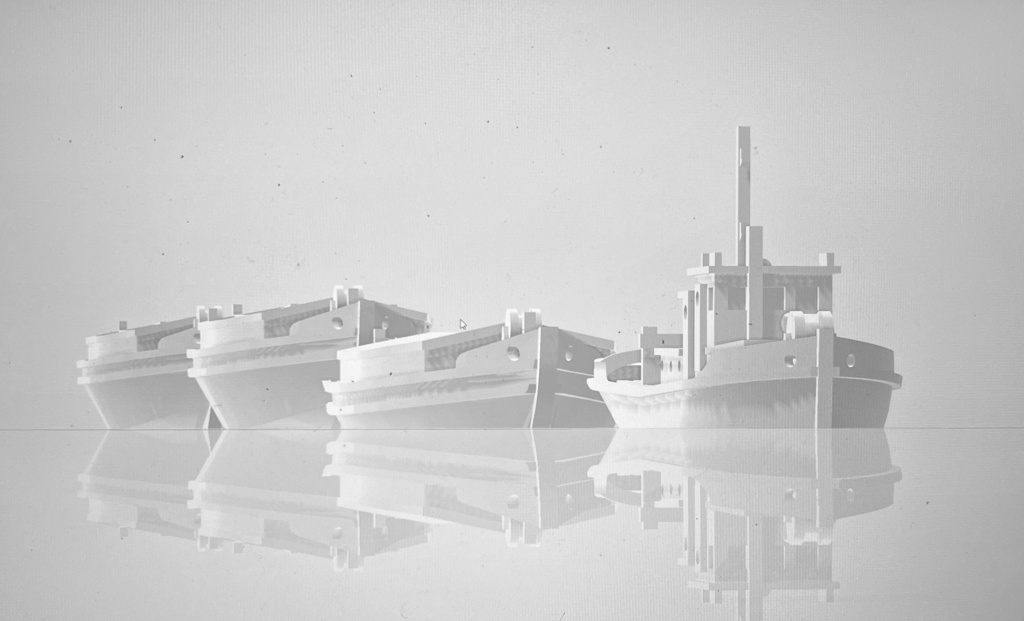 1/700 木造 曳船(2隻)・曳ハシケ(空荷2隻・満載2隻)